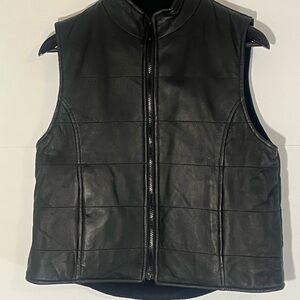Henigs Fur Reversible Black Leather Vest Small